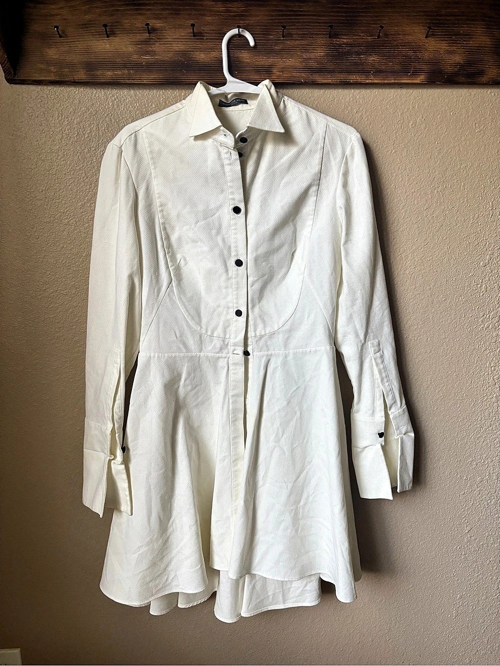 Alexander McQueen Mini Shirt Dress in White Size 42 Like New
